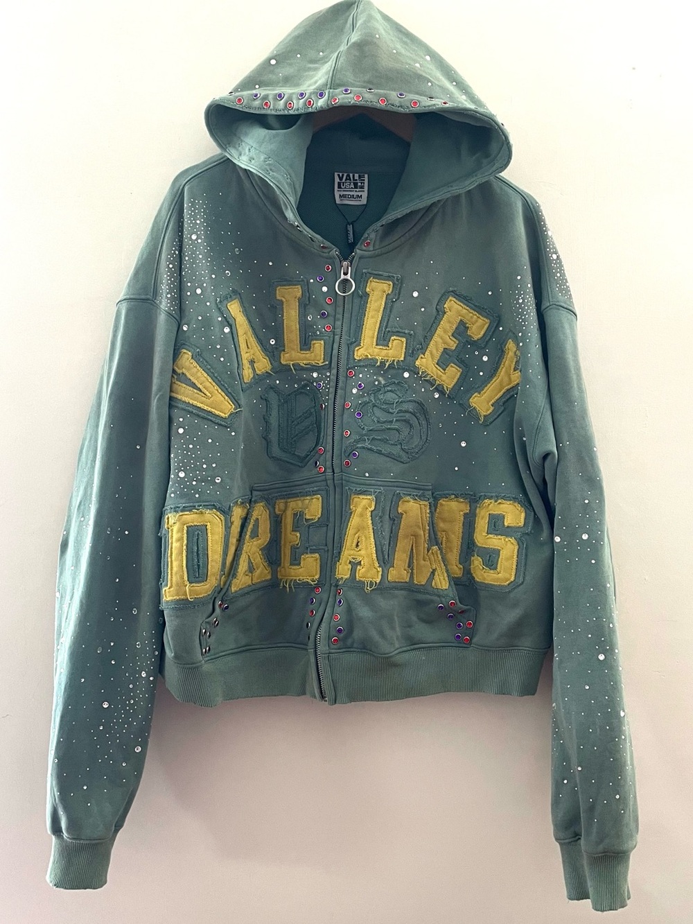 NWT- M Vale Valley Dreams Forever Bank Zip Up Hoodie Bling